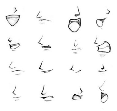 Ilustrao de nariz e boca em estilo mang