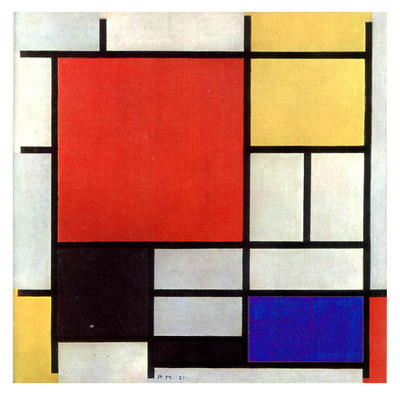 Piet Mondrian foi um pintor holands que levou a arte abstrata s ltimas consequncias. Atravs de uma simplificao, tanto na composio como no colorido, tentava expor os princpios que esto por baixo da aparncia. Mondrian nasceu em Amersfoort, Holanda, no dia 7 de maro de 1872, e seu verdadeiro nome era Pieter Cornelis Mondrian. Decidiu empreender a carreira artstica, mesmo contrariando a famlia, e estudou na Academia de Belas Artes de Amsterd.
<br/><br/>
Suas primeiras obras, at 1907, eram paisagens serenas, pintadas em tons cinza e verde escuro. Em 1908, influenciado pelo pintor holands Jan Toorop, comeou a experimentar cores mais brilhantes, foi o ponto de partida para suas tentativas de transcender a natureza. Mudou-se para Paris em 1911, onde adotou o estilo cubista. Pouco a pouco foi se afastando do seminaturalismo para dedicar-se totalmete  abstrao e, finalmente, chegar a um estilo no qual se limitou a pintar com traos finos horizontais e verticais.
<br/><br/>
Em 1917, junto com seu compatriota Theo van Doesburg fundou a revista De Stijl, na qual Mondrian desenvolveu sua teoria sobre as novas formas artsticas, que denominou neoplasticismo. A aplicao de suas teorias conduziu Mondrian a realizar obras como "Composio em vermelho, amarelo e azul" (1921), na qual a pintura, composta unicamente por algumas linhas e blocos de cores bem equilibrados, cria um efeito monumental apesar da escassez de meios, propositalmente limitados que emprega. 
<br/><br/>
Palavras-chave: Mondrian, composio, simplificao, arte abstrata.