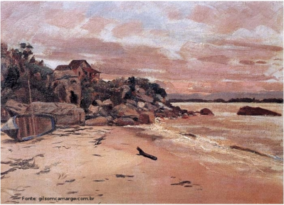 Obra do pintor Alfredo Andersen mostrando uma paisagem de Guaratuba, em 1925.
<br/>
Palavras-chave: Alfredo Andersen, Guaratuba, pintura paranaense