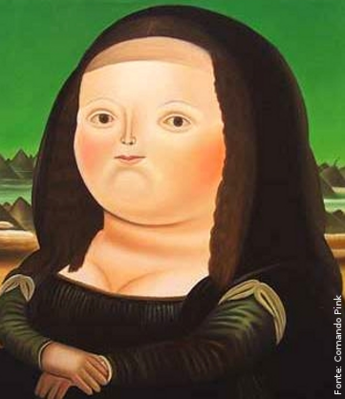 O muralista, escultor e pintor Fernando Botero, nasceu no dia 19 de abril de 1932, em Medellin na Colmbia. Considerado o artista vivo originrio da Amrica Latina mais conhecido, atualmente no mundo. Botero  um dos poucos artistas, que conseguiu expor suas obras em vrias das avenidas e praas mais famosas de vrios pases. Suas obras se destacam, sobretudo, por figuras rotundas, o que pode sugerir a estaticidade da humanidade. H de se perceber uma crtica social, especialmente no que diz respeito  ganncia do ser humano.
O quadro "Mona Lisa", pintado por Fernando Botero em 1977,  uma releitura da obra "Mona Lisa" de Leonardo da Vinci.
<br/>
Palavras-chave: Fernando Botero, Medellin, Colmbia, Amrica Latina, formas volumosas, Mona Lisa, Leonardo da Vinci, releitura