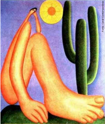 Tarsila do Amaral (1886-1973) foi uma das mais importantes artistas do Brasil. Após passar dois anos em Paris, retorna a São Paulo em 1922 para integrar o &ldquo;Grupo dos Cinco &rdquo;, que defende as ideias da Semana de Arte Moderna e toma a frente do Movimento Modernista do país. 

Abaporu é um óleo sobre tela, de 1928, pintado por Tarsila do Amaral.