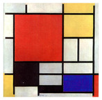 Mondrian - Composio com vermelho, amarelo, azul e preto