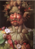 A obra de Giuseppe Arcimboldo  um retrato alegrico do monarca Rudolfo II como o deus romano das metamorfoses da vida e da natureza -Vertumnus. A face de Rudolfo II  feita com flores e frutos, simbolizando o equilbrio perfeito entre a natureza e a harmonia que o seu reinado representava. <br/> Palavras-chave: Vertumnus, pintura, Arcimboldo, Rudolfo II  