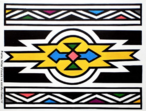 A artista sul-africana Esther Mahlangu de 75 anos, nascida em 1935, pertence  comunidade Ndebele de Gauteng, a norte de Pretoria. Pioneira em colocar as cores e formas Ndebele em telas, at ento realizadas somente nos murais das casas. Desenha  mo livre, sem medies ou esboos utilizando tintas brilhantes. A sua arte  fortemente marcada pelo estilo original de sua tribo localizada na frica do Sul, que emprega pinturas especiais nas paredes atravs de formas geomtricas e multicoloridas. <br/><br/> Palavras-chave: Pintura. Africa do Sul. Esther mahlangu. Pinturas abstratas. Formas geomtricas. Pintura mural.