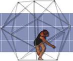 Laban utiliza as figuras geomtricas para dar suporte  movimentaao do ator-danarino. Ele prope a escala dimensional, respeitando a relao entre altura, largura e comprimento das figuras geomtricas, como o cubo, o tetraedro, o octaedro, o icosaedro e o dodecaedro; tais representaes geomtricas viabilizavam movimentos pl (vertical), (horizontal), (sagital) e nos nveis alto, mdio e baixo. Dessa forma, aes dramticas podem ser realizadas nas posies das vrtices dessas figuras, bem como em suas diagonais, de forma que o ator atua ampliando a sua kinesfera, buscando uma limpeza gestual e organicidade, assim ele tambm amplia seu espao cnico. <br/><br/> Palavras-chave: Dana. Laban. Estudo do movimento. Figuras geomtricas.